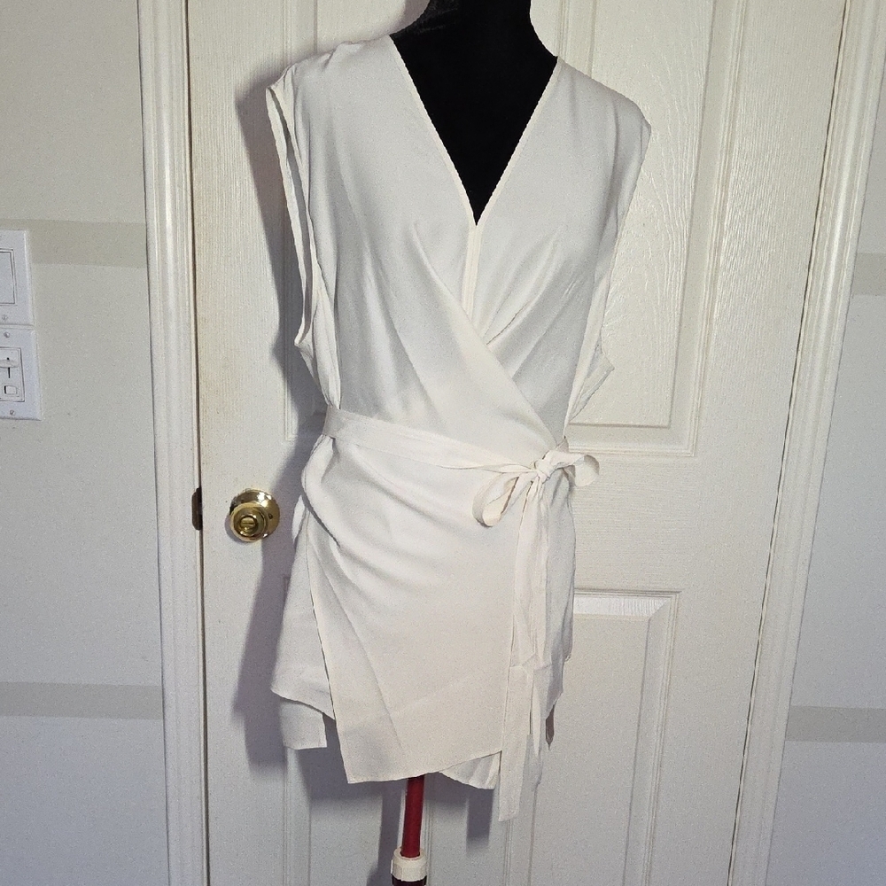 Banana Republic Silk Cream Wrap Top - Picture 2 of 7